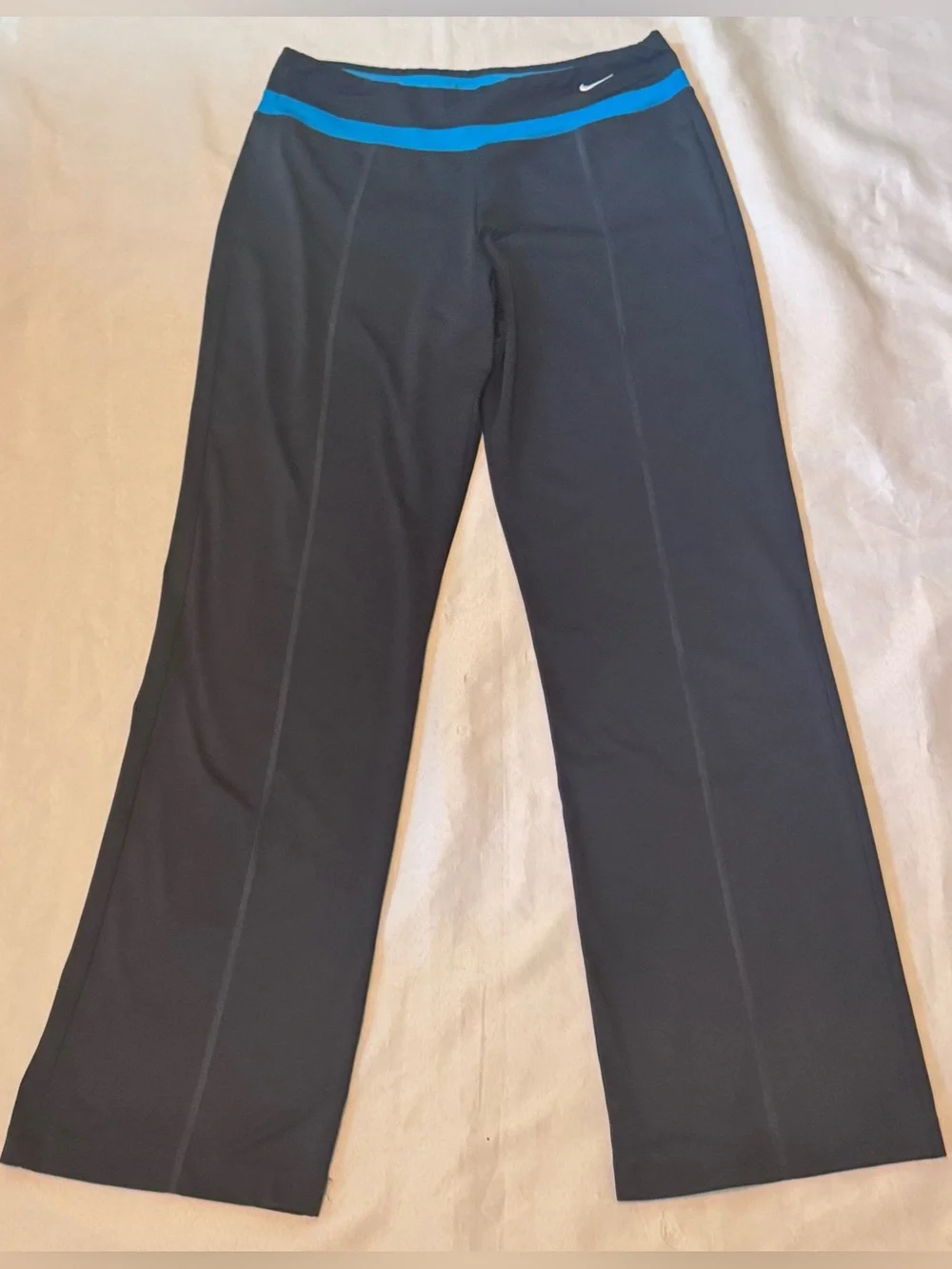 Nike Vintage Circa 2003 Wide Leg Athletic Pants Dri-Fit with Blue Waistband EUC